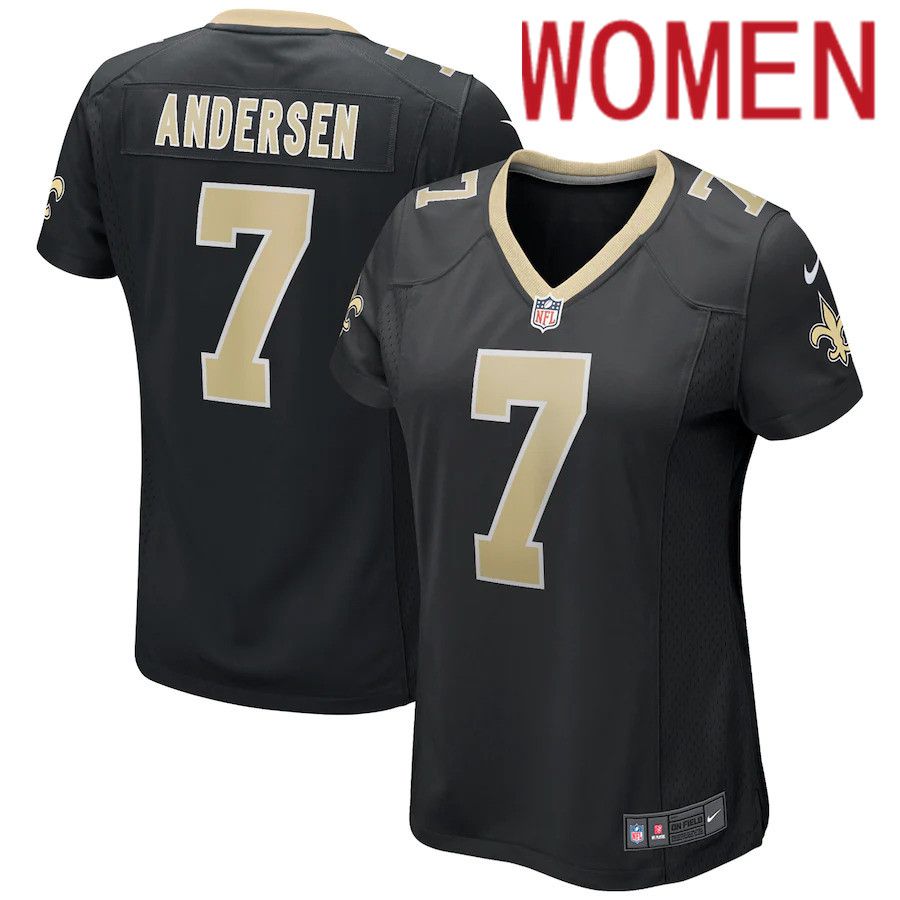 Women New Orleans Saints 7 Morten Andersen Nike Black Game Retired Player NFL Jersey